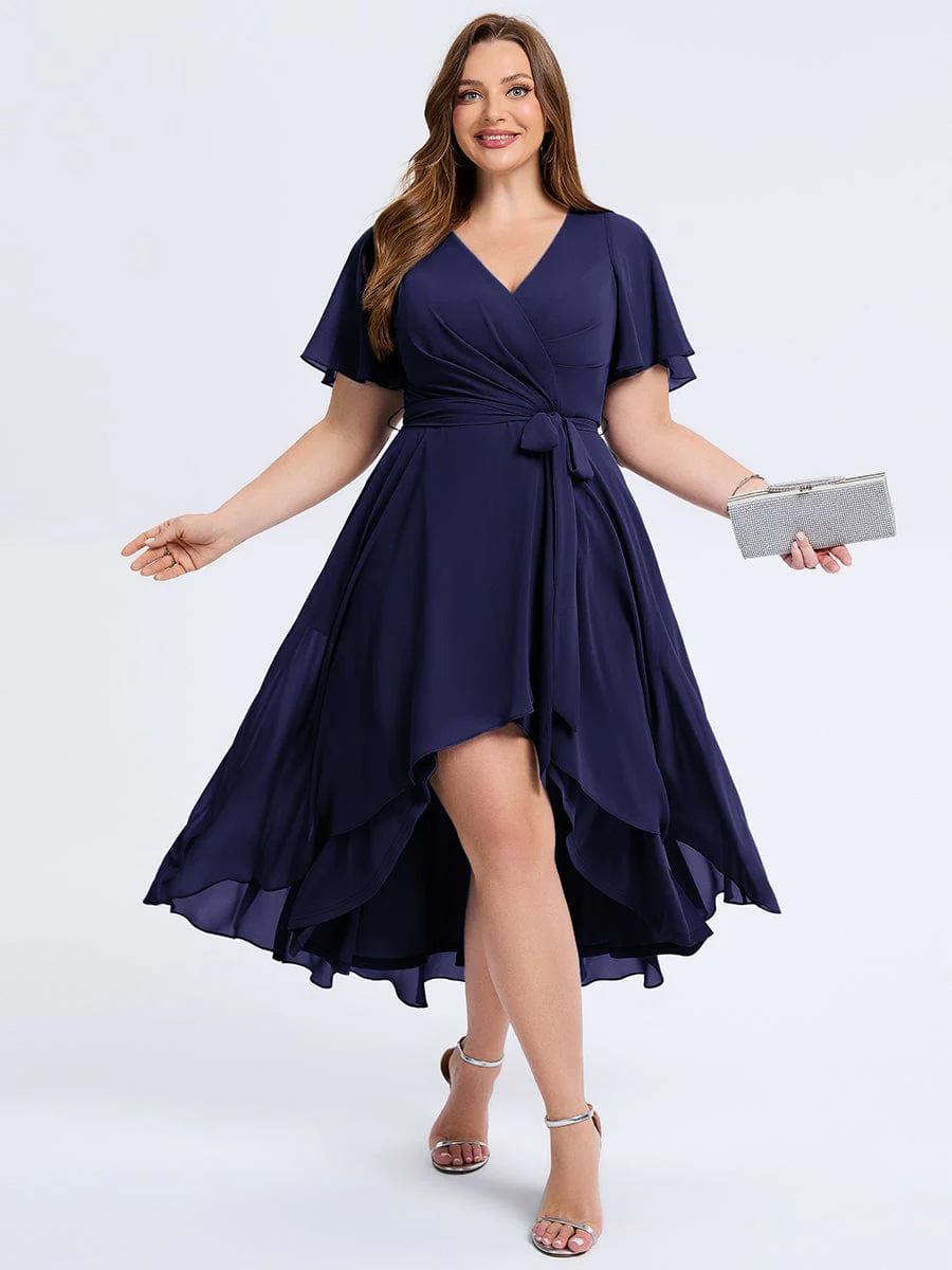 pretty MARISELLE|Plus Size Tie Knot High-Low Wedding Guest Dress - Image 16