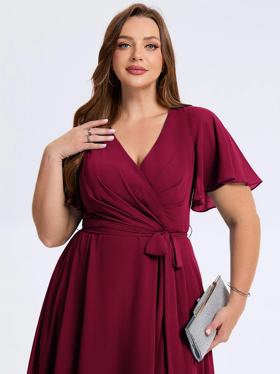 pretty MARISELLE|Plus Size Tie Knot High-Low Wedding Guest Dress - Image 8