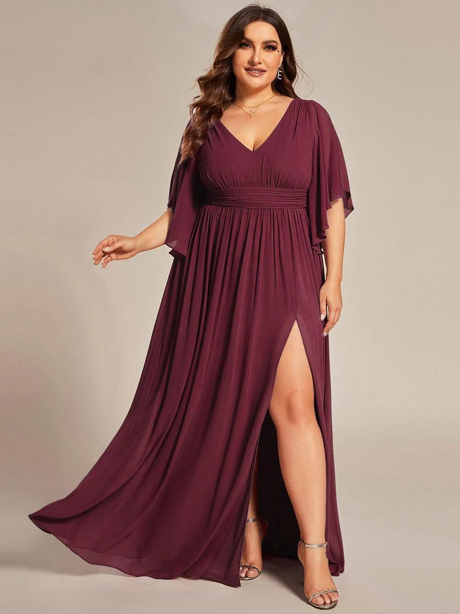 pretty ELYAN|Plus Size V-Neck A-Line Chiffon Bridesmaid Dress - Image 13