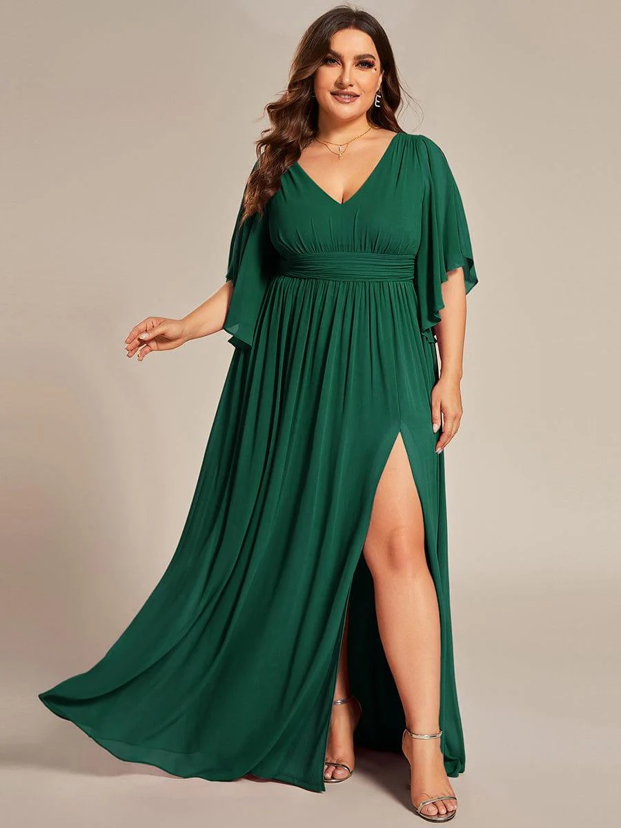 pretty ELYAN|Plus Size V-Neck A-Line Chiffon Bridesmaid Dress - Image 19