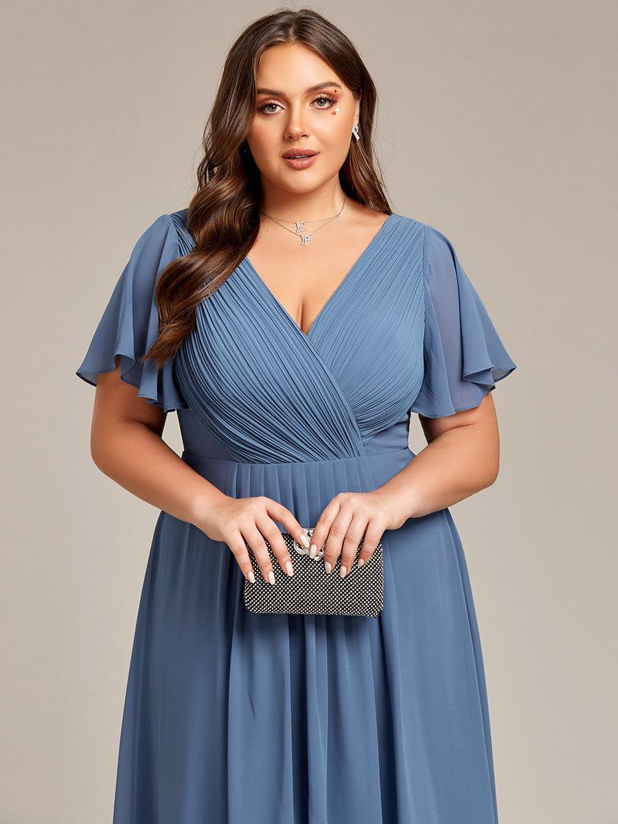 pretty FAYE|Plus Size V-Neck High-Low Chiffon Wedding Guest Dress - Image 11