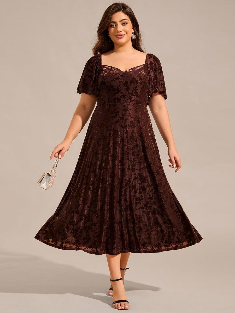 ever BLOOM|Velvet Short Sleeve Tea-Length Jacquard Wedding Guest Dress - Image 20