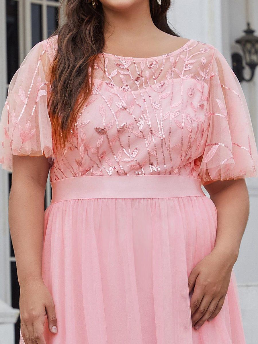 pretty SAPHIR|Plus Size Women's Embroidery Bridesmaid Dress with Short Sleeve - Image 38