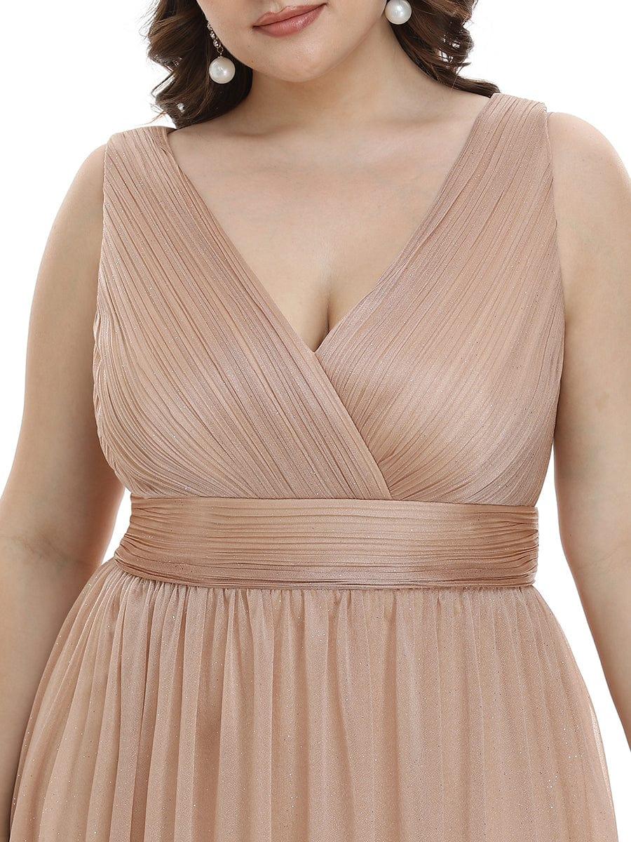 pretty STERLING|Double V Neck Maxi Long Plus Size Sparkly Evening Dresses for Party - Image 33