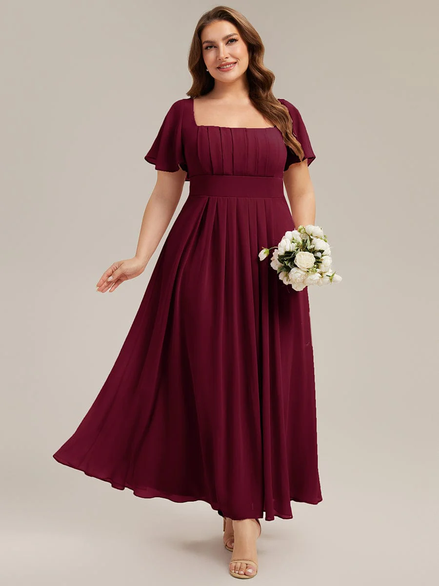 ever AVIEL|Ruched Chiffon Ruffle Sleeve Dress - Image 14