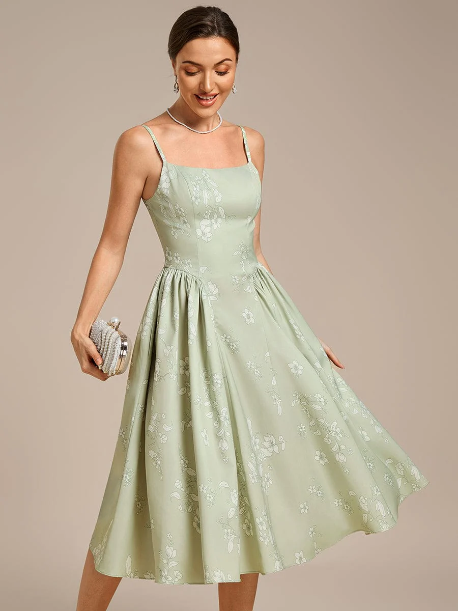 Floral Satin Waist Cinched Guest Dress - Image 4