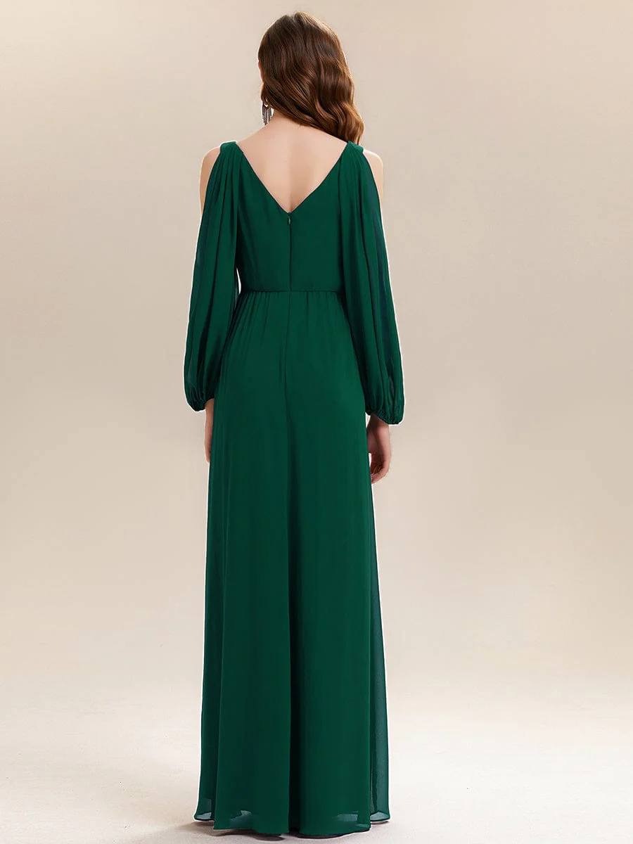 ever MARINA|Rhinestone Embellished Chiffon Lantern Sleeve Dress - Image 12