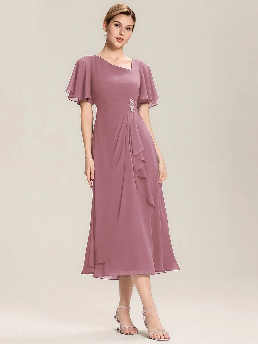 ever LILOU|Rhinestone Embellished Chiffon Ruffle Sleeve Evening Dress - Image 34