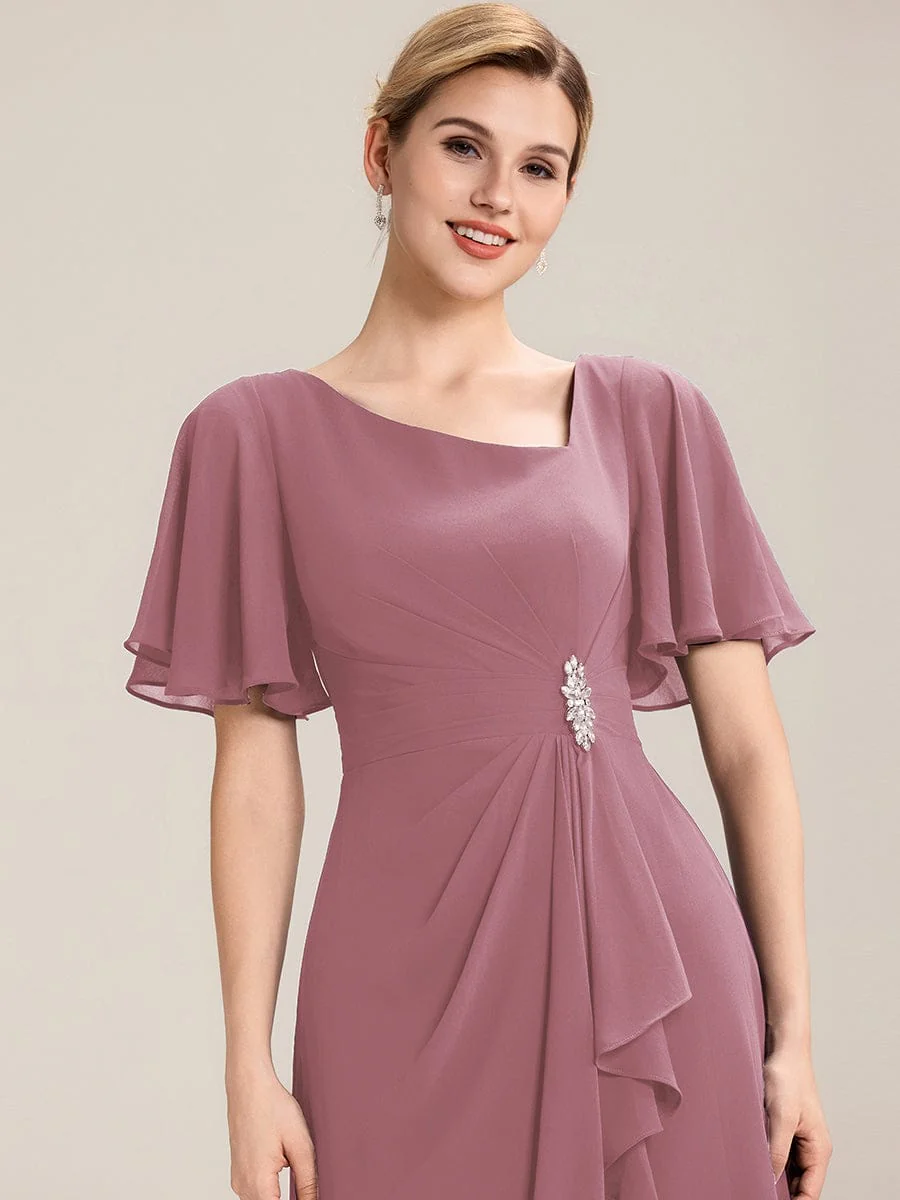 ever LILOU|Rhinestone Embellished Chiffon Ruffle Sleeve Evening Dress - Image 35