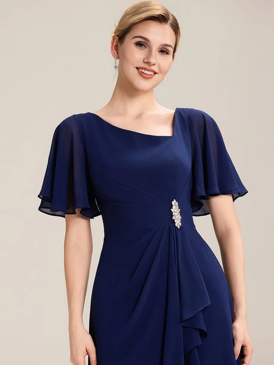ever LILOU|Rhinestone Embellished Chiffon Ruffle Sleeve Evening Dress - Image 23
