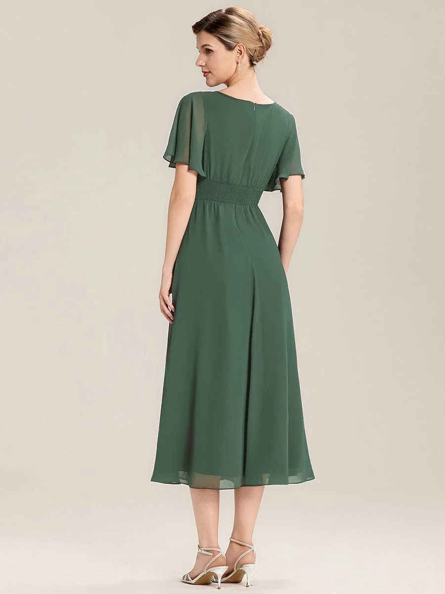 ever LILOU|Rhinestone Embellished Chiffon Ruffle Sleeve Wedding Guest Dress - Image 41