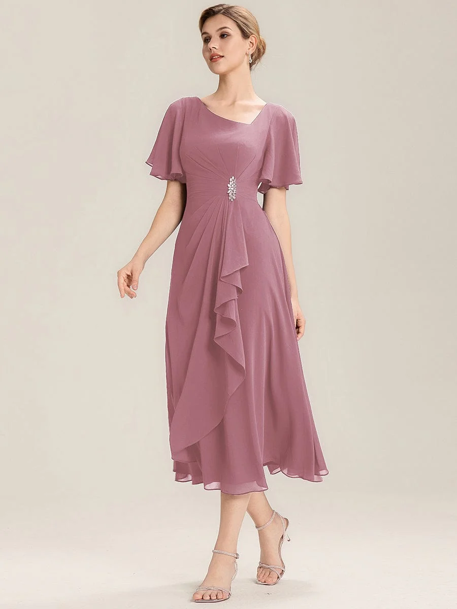 ever LILOU|Rhinestone Embellished Chiffon Ruffle Sleeve Wedding Guest Dress - Image 48