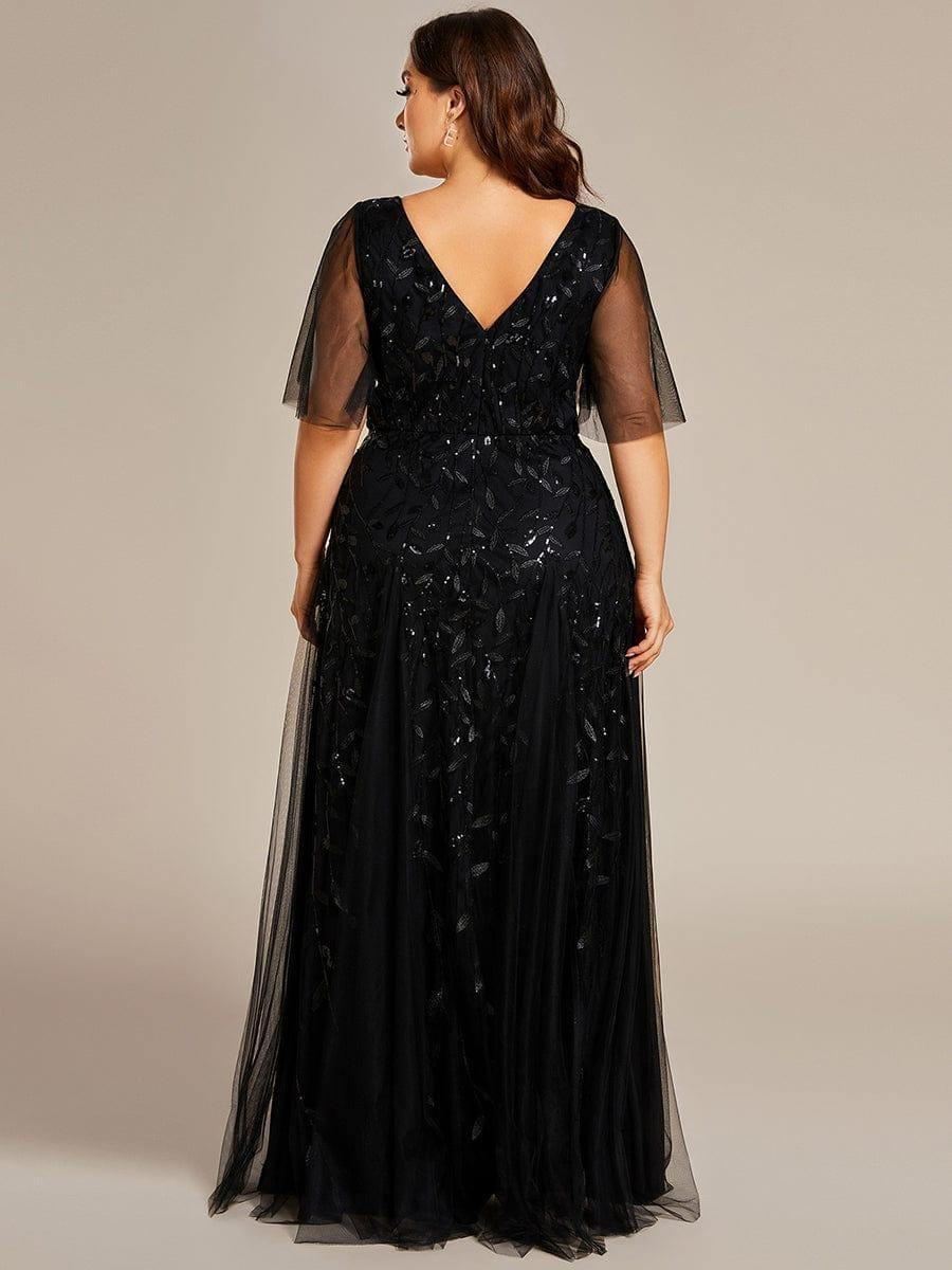ever ASTRAL|Romantic Shimmery V Neck Ruffle Sleeves Maxi Long Wedding Dresses - Image 17