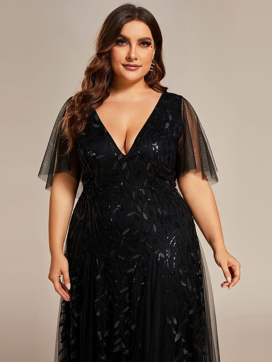 ever ASTRAL|Romantic Shimmery V Neck Ruffle Sleeves Maxi Long Wedding Dresses - Image 18