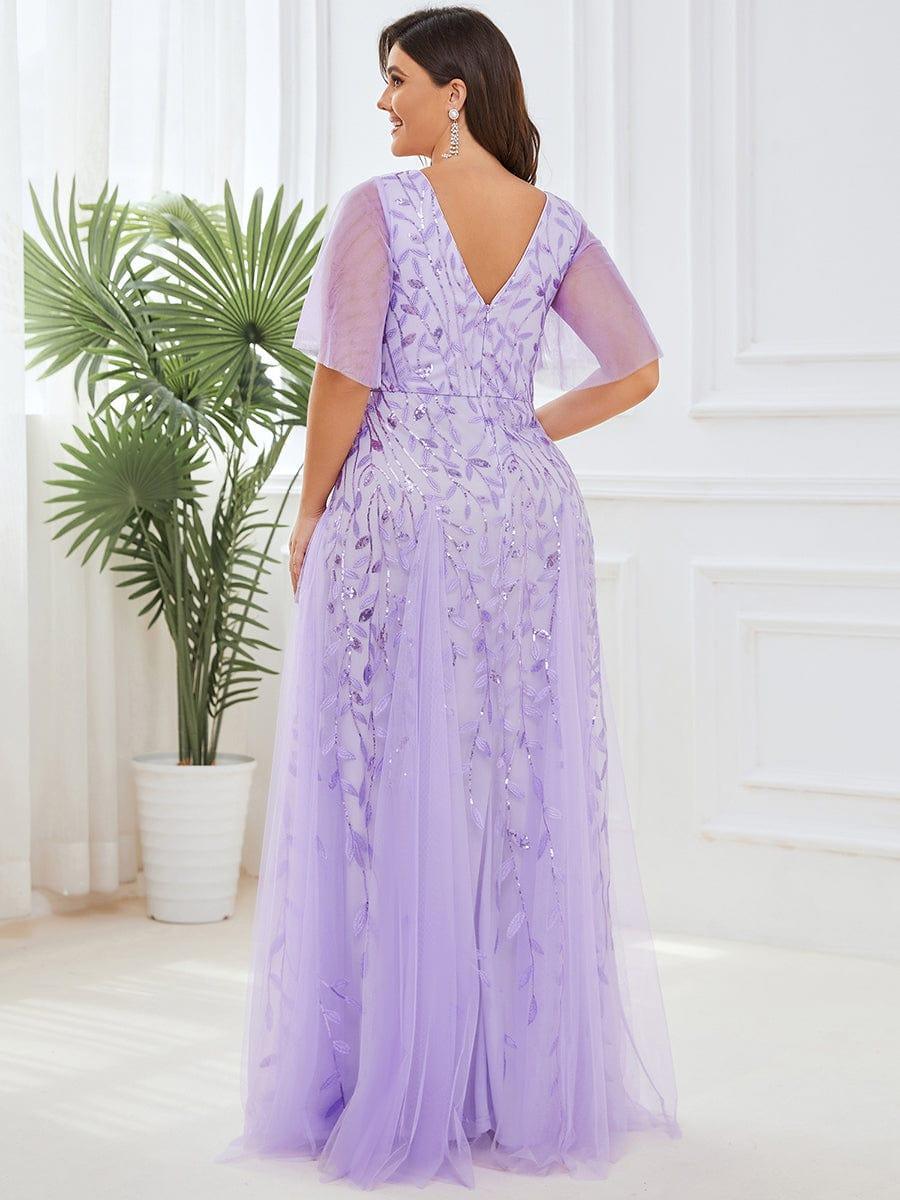 ever ASTRAL|Stunning V Neck Long Wedding Guest Dress with Ruffle Sleeves - Image 101