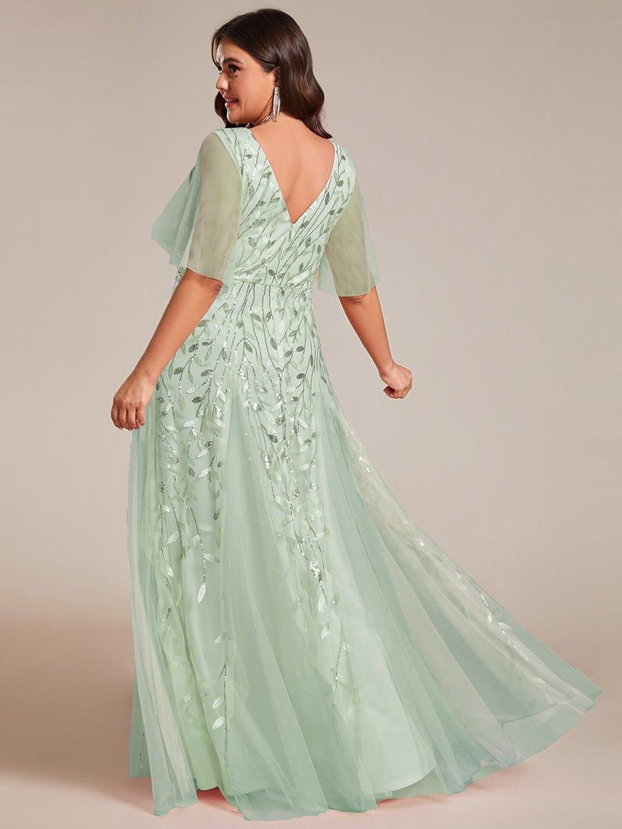 ever ASTRAL|Stunning V Neck Long Wedding Guest Dress with Ruffle Sleeves - Image 143