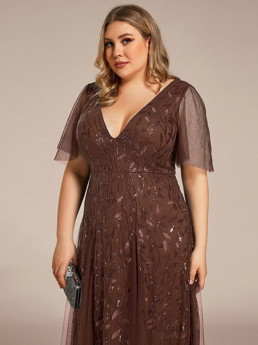 ever ASTRAL|Stunning V Neck Long Wedding Guest Dress with Ruffle Sleeves - Image 162