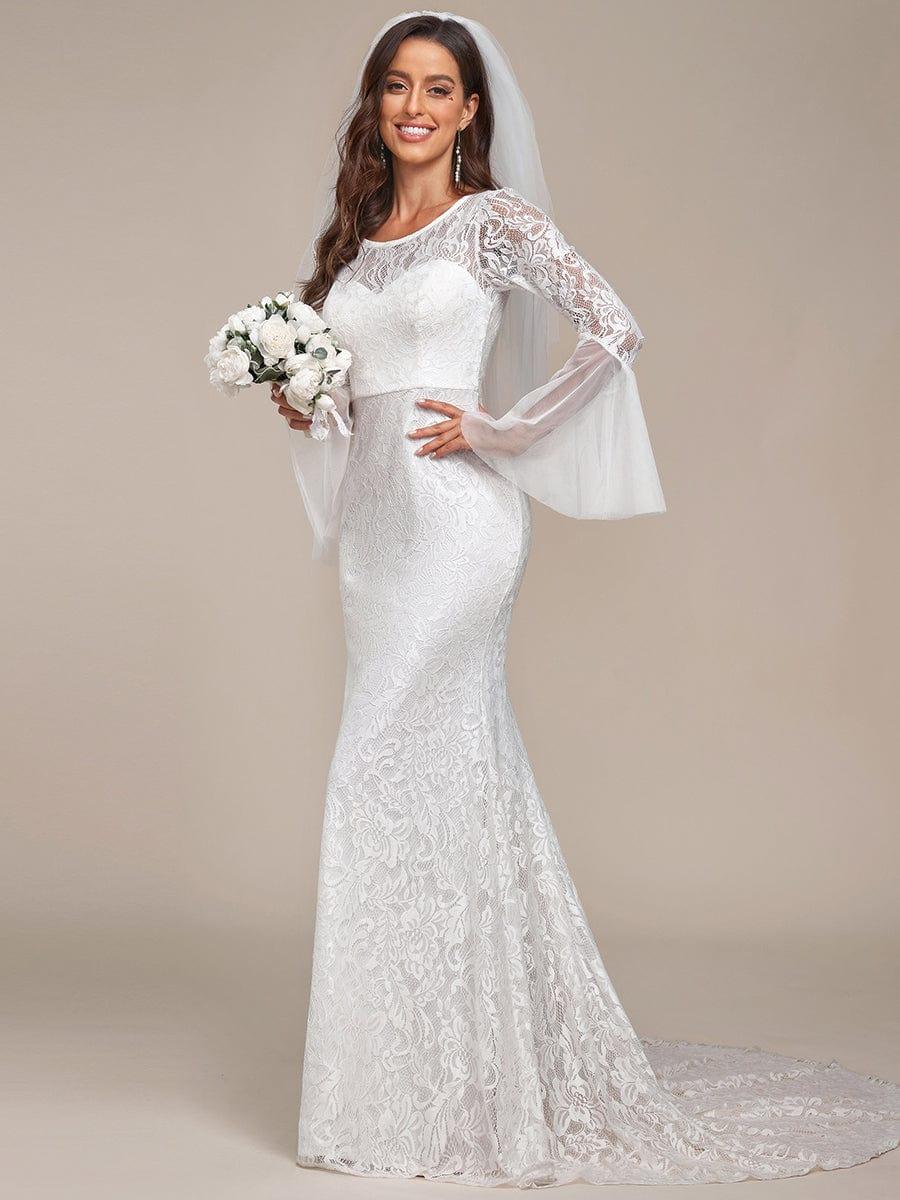 Romantic V Back Mermaid Lace Wedding Dress - Image 4