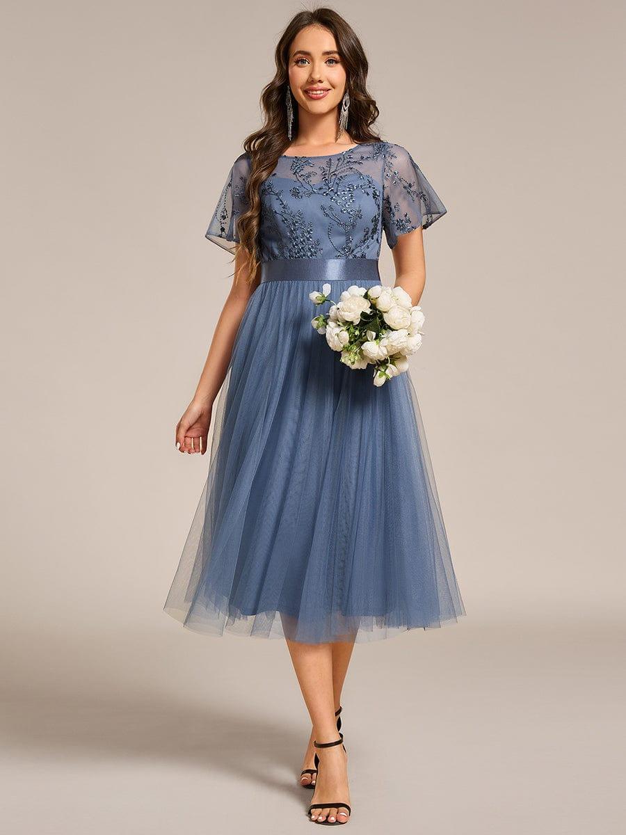 ever MARA|Round Neck Embellished Midi Tulle Bridesmaid Dress - Image 15