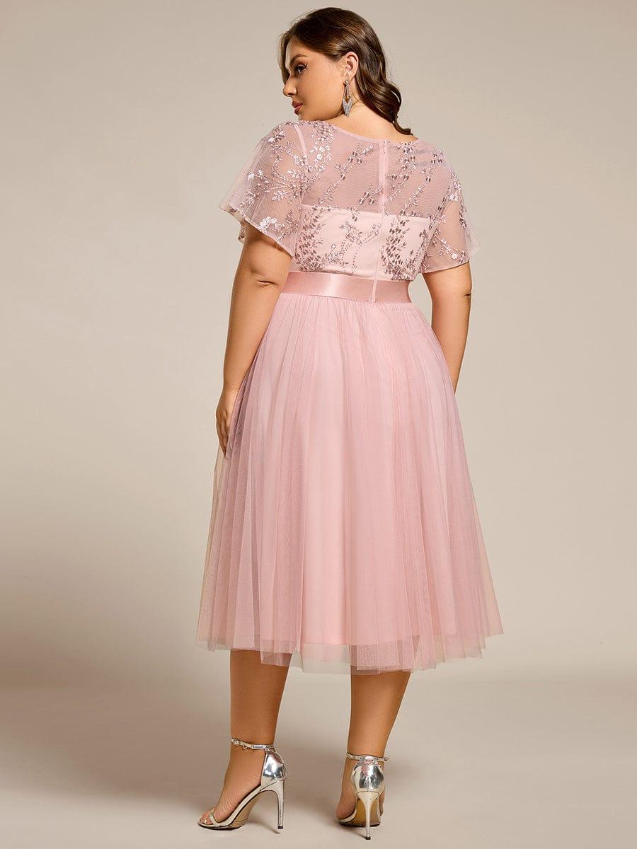 ever MARA|Round Neck Embellished Midi Tulle Bridesmaid Dress - Image 8