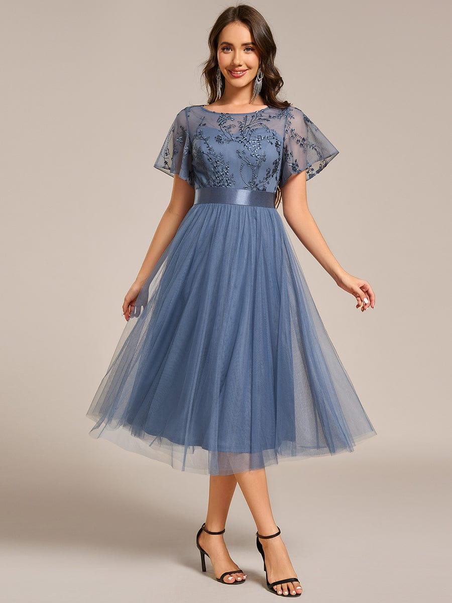 ever MARA|Round Neck Embellished Midi Tulle Wedding Guest Dress - Image 15