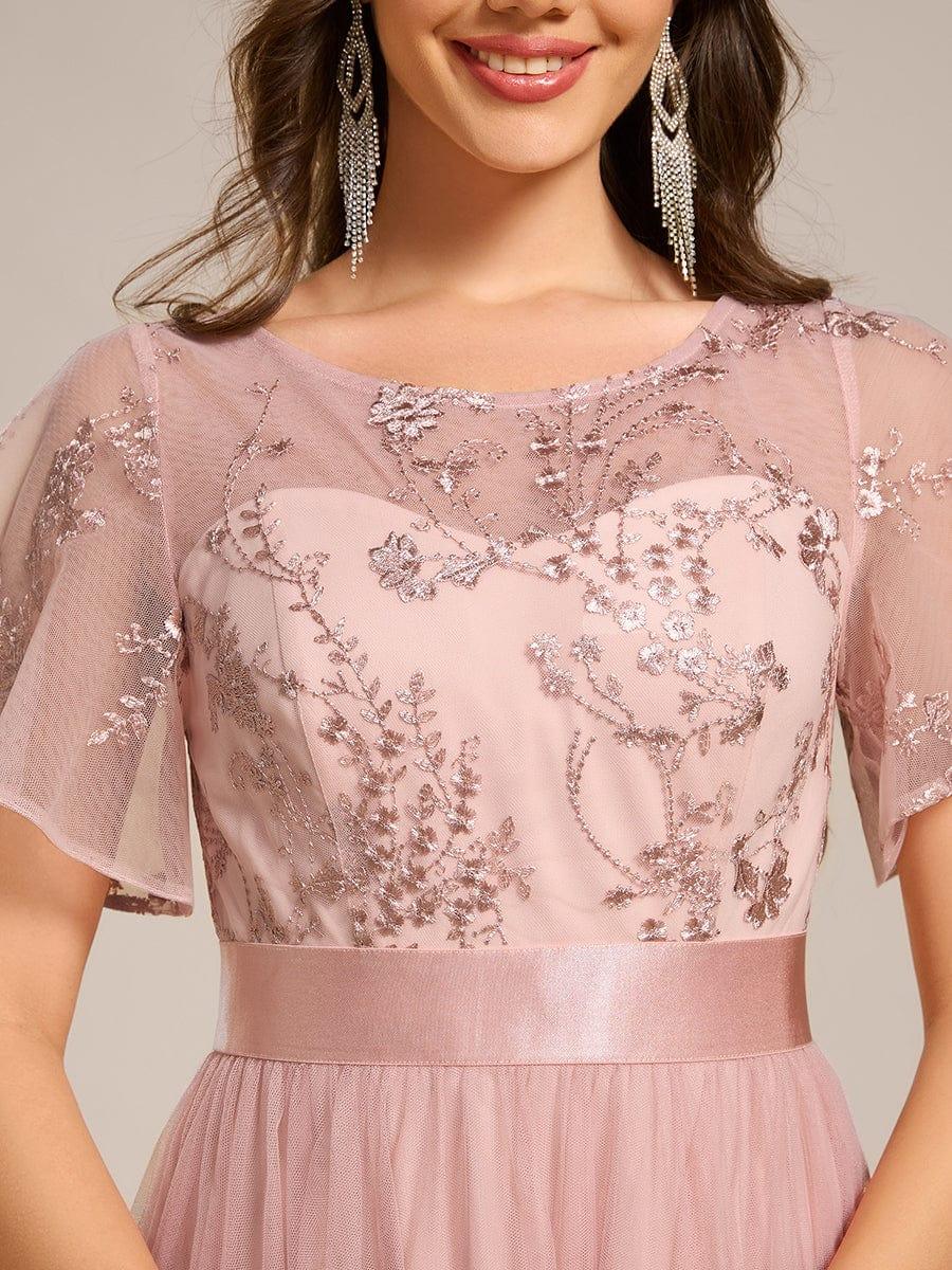 ever MARA|Round Neck Embellished Midi Tulle Wedding Guest Dress - Image 3