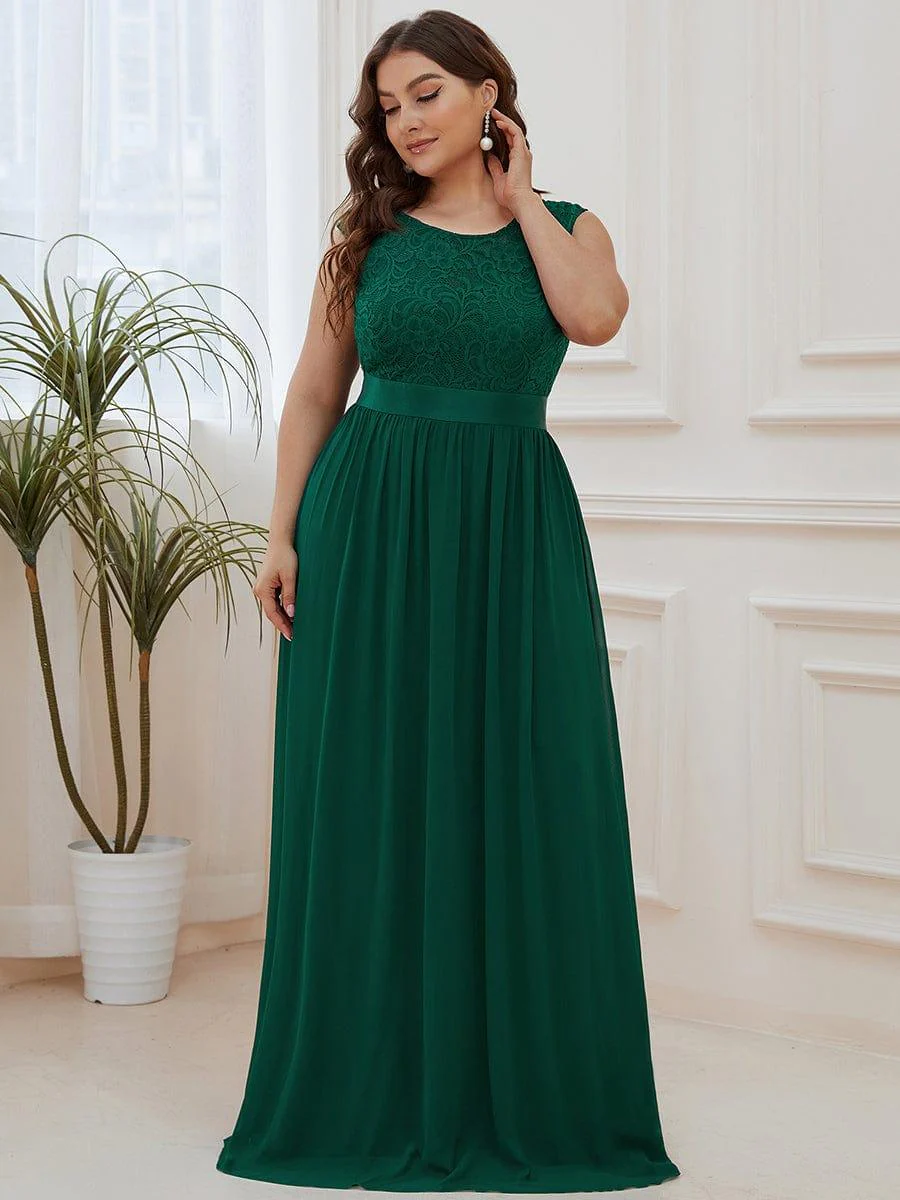 Round Neck Lace Bodice Bridesmaid Dress(Final Sale) - Image 9