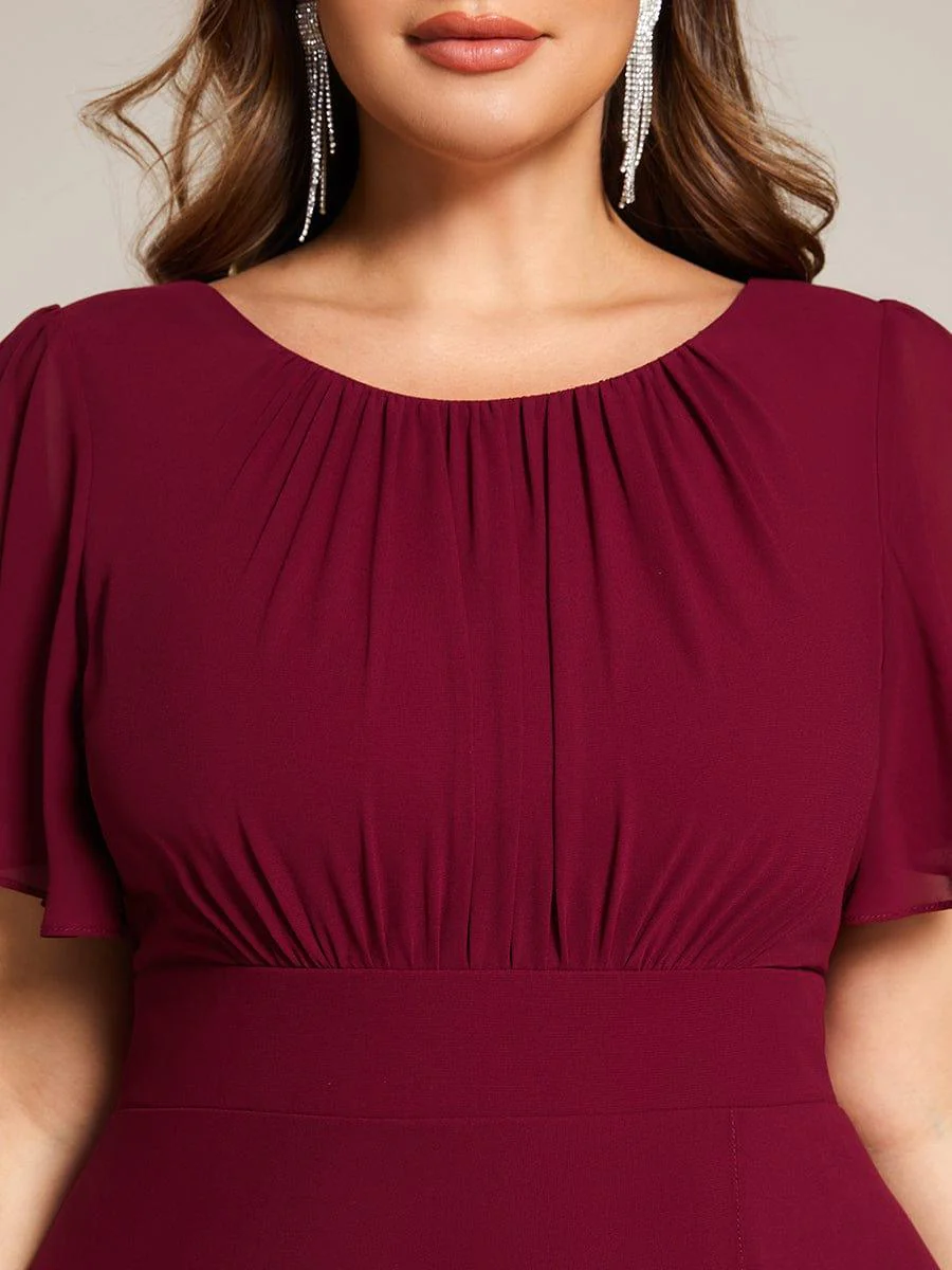 ever GIGI | Round Neck Short Sleeve High-Low Chiffon Bridesmaid Dress - Image 10