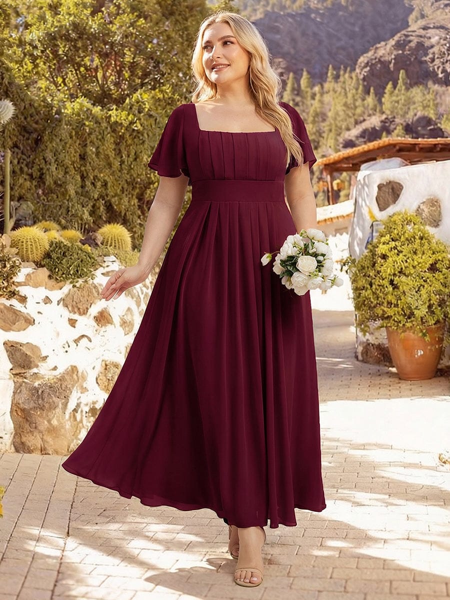 ever AVIEL|Ruched Chiffon Ruffle Sleeve Dress - Image 10
