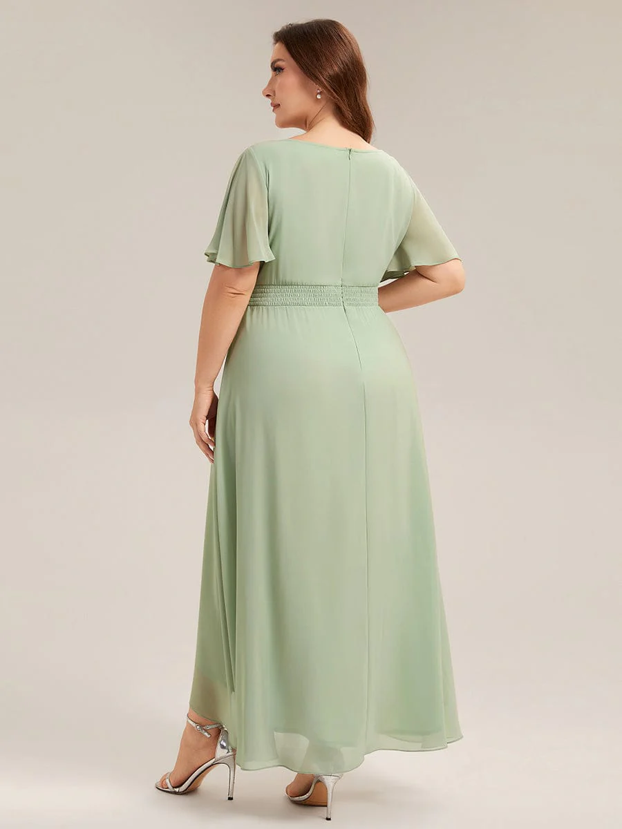ever SAGE|Ruched Chiffon Ruffle Sleeve Dress - Image 22