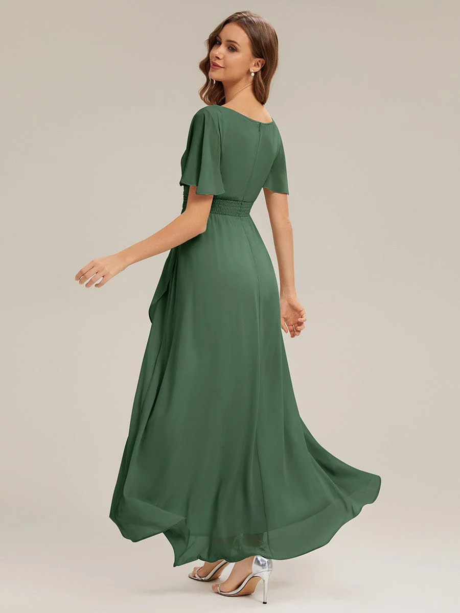 ever SAGE|Ruched Chiffon Ruffle Sleeve Dress - Image 27