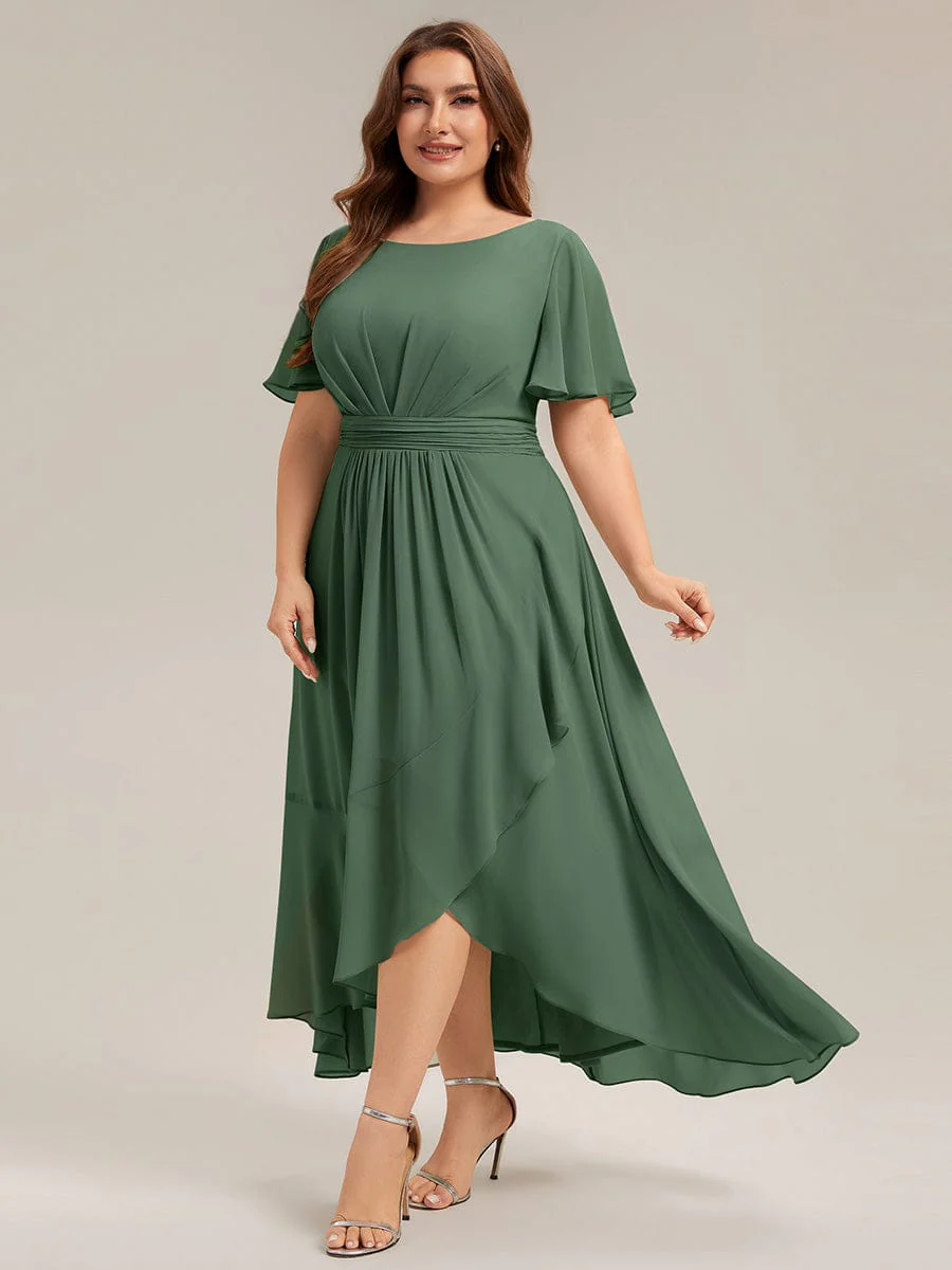 ever SAGE|Ruched Chiffon Ruffle Sleeve Dress - Image 36