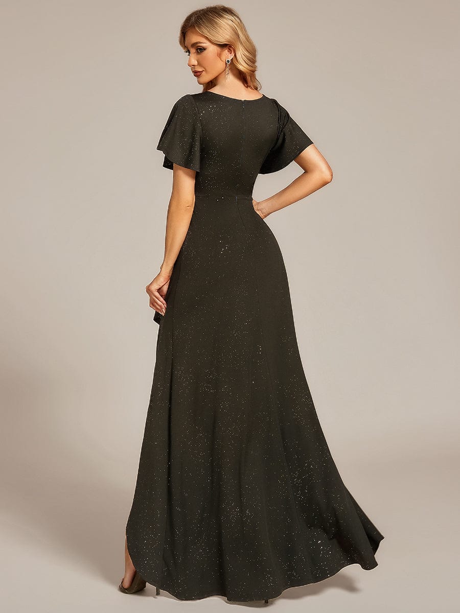 ever MELODÉ|Ruffle Sleeves V Neck High Low Evening Dress - Image 101