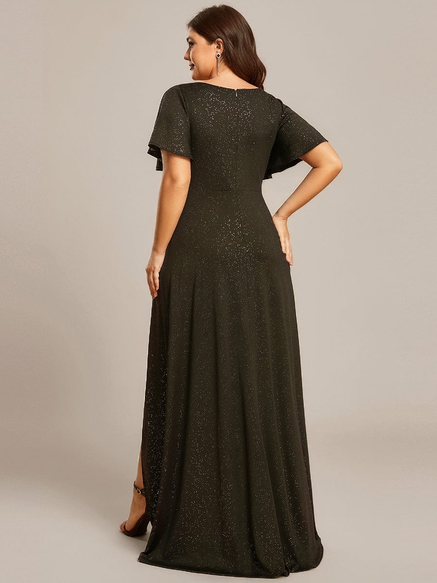 ever MELODÉ|Ruffle Sleeves V Neck High Low Evening Dress - Image 106