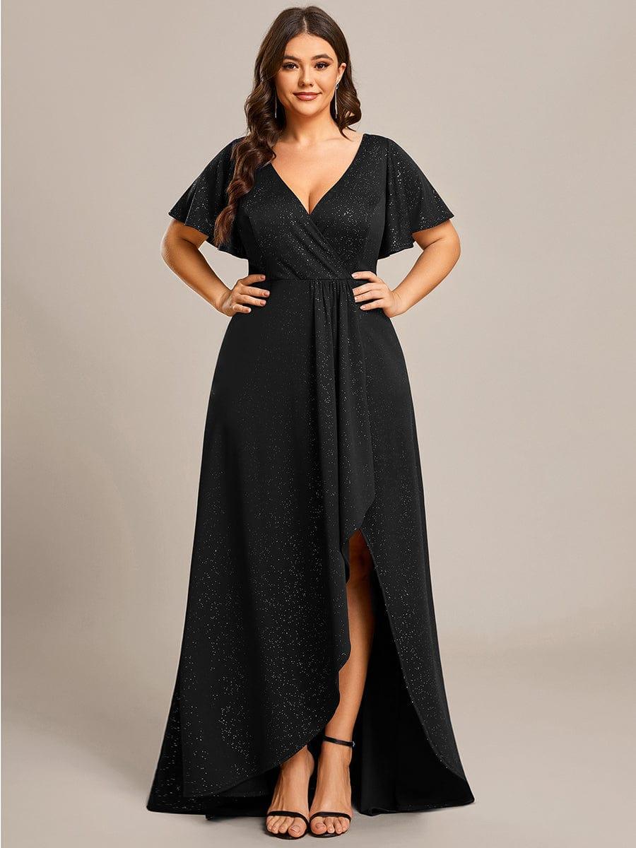 ever MELODÉ|Ruffle Sleeves V Neck High Low Evening Dress - Image 15