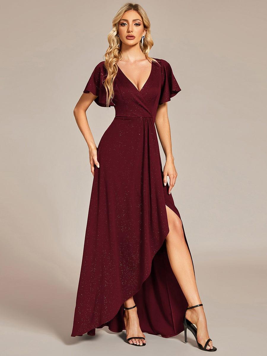 ever MELODÉ|Ruffle Sleeves V Neck High Low Evening Dress - Image 22
