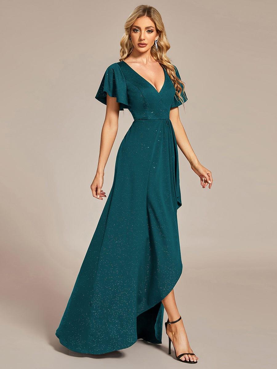 ever MELODÉ|Ruffle Sleeves V Neck High Low Evening Dress - Image 51