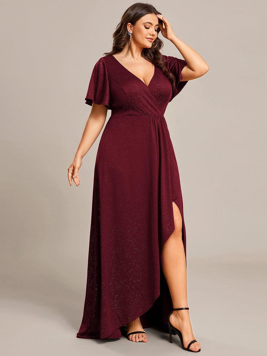 ever MELODÉ|Ruffle Sleeves V Neck High Low Wedding Guest Dress - Image 27