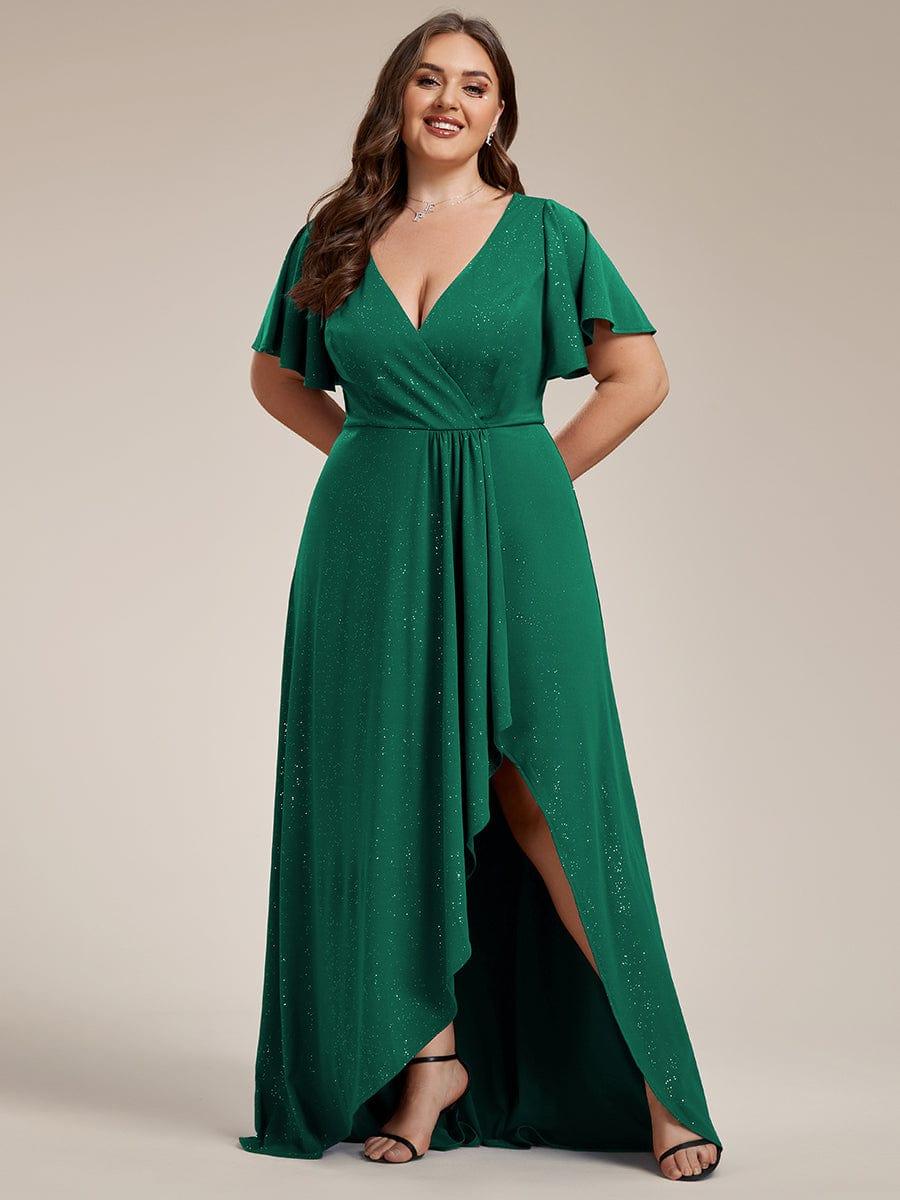 ever MELODÉ|Ruffle Sleeves V Neck High Low Wedding Guest Dress - Image 36