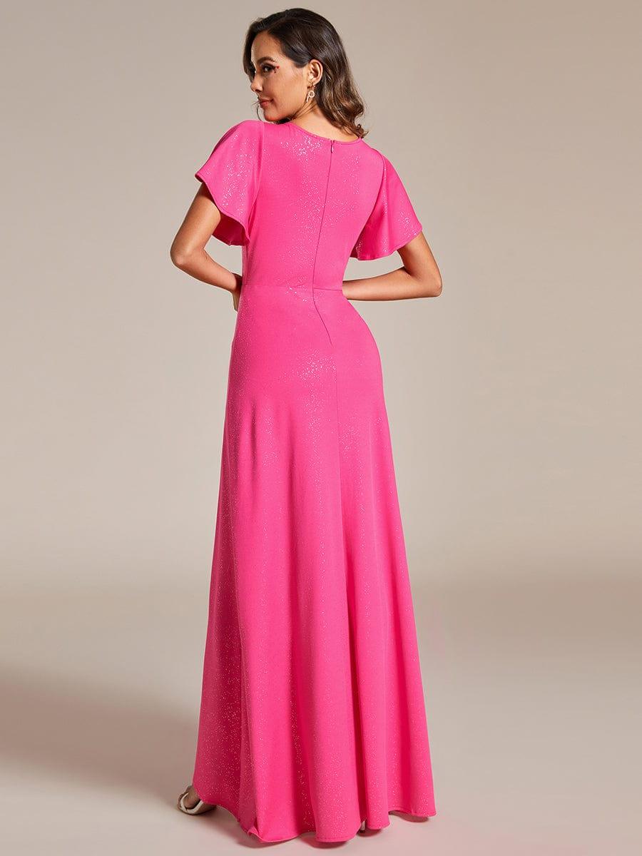 ever MELODÉ|Ruffle Sleeves V Neck High Low Wedding Guest Dress - Image 75