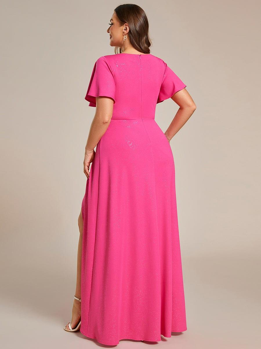 ever MELODÉ|Ruffle Sleeves V Neck High Low Wedding Guest Dress - Image 80