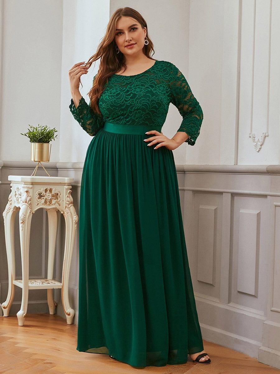 ever FAUN|Elegant Round Neck A Line See-Through Lace Bridesmaid Dress - Image 84