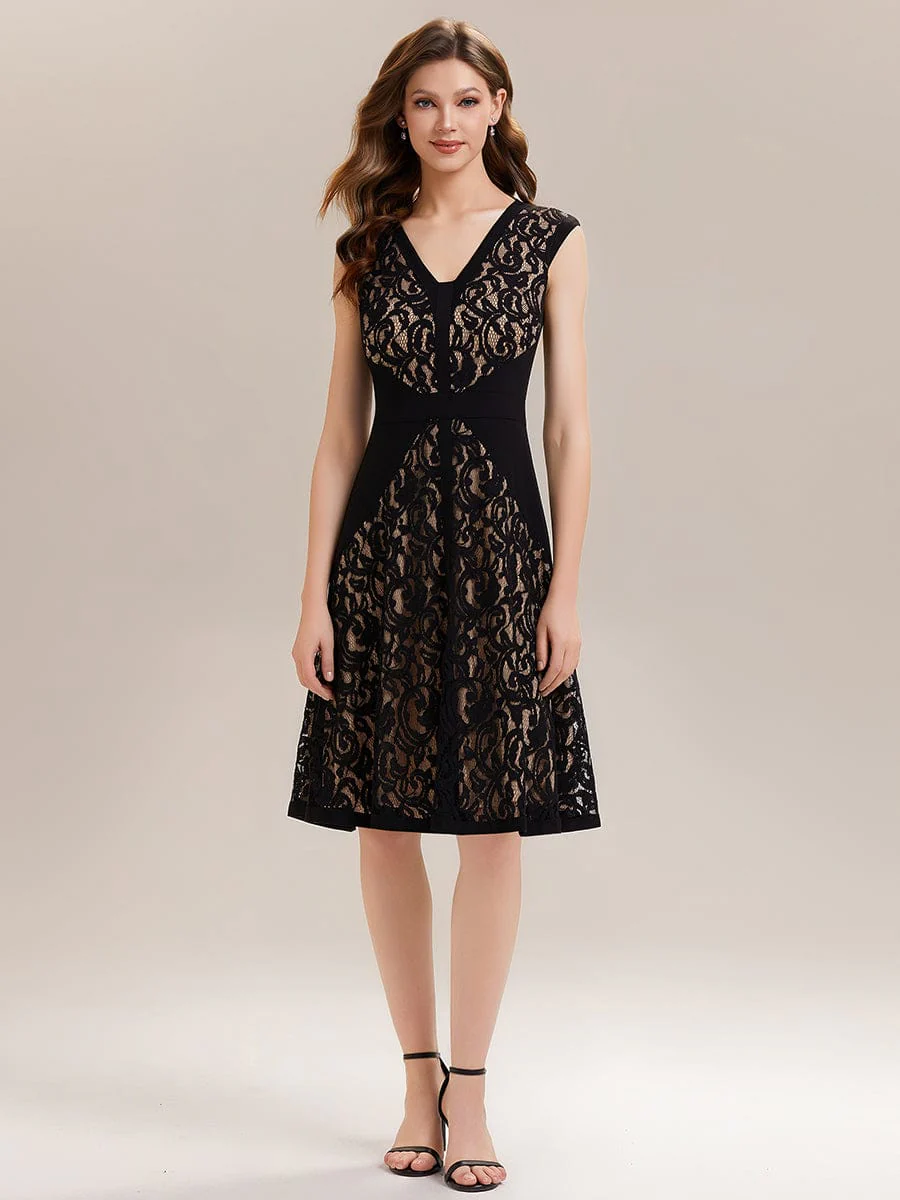 ever TOVE|See-through Lace Cap Sleeve Dress - Image 17