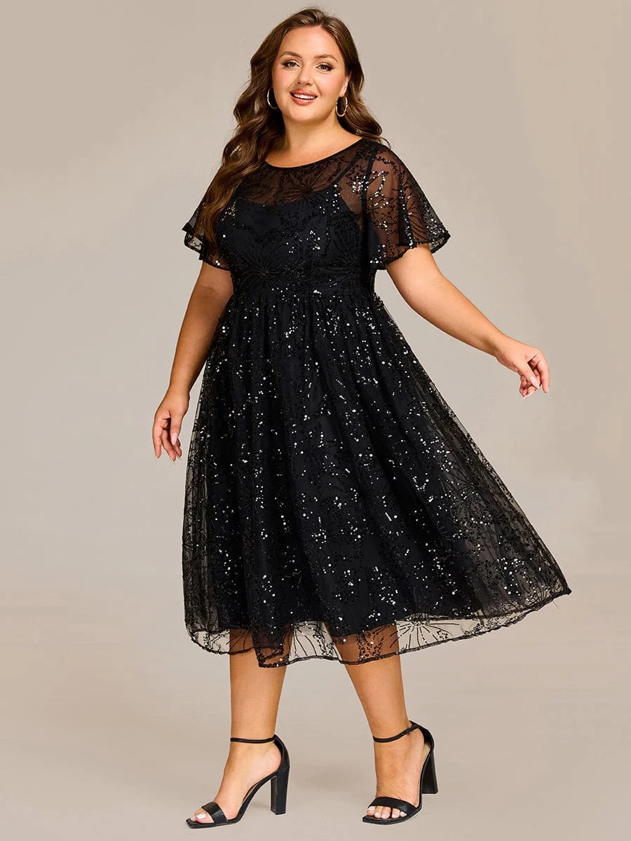 ever ADEL|Sequin Ruffle Sleeve Wedding Guest Dress - Image 10