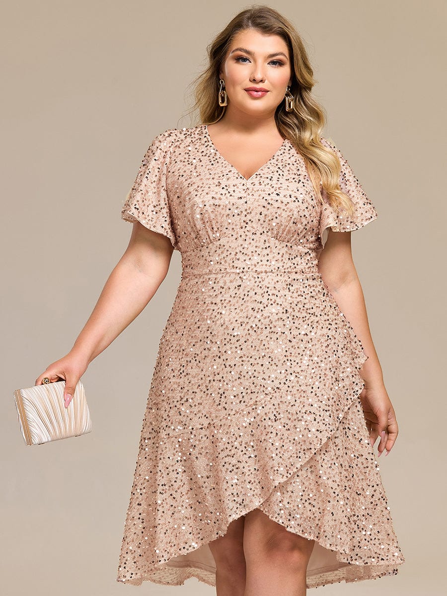 ever CALISTEA|Sequin Ruffles Sleeve Midi Evening Dress - Image 14