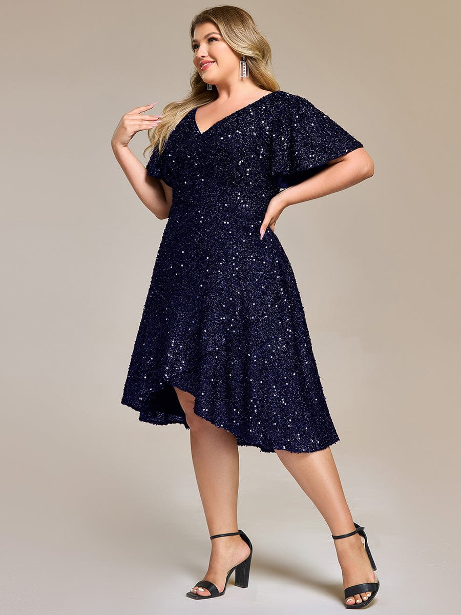 ever CALISTEA|Sequin Ruffles Sleeve Midi Evening Dress - Image 23