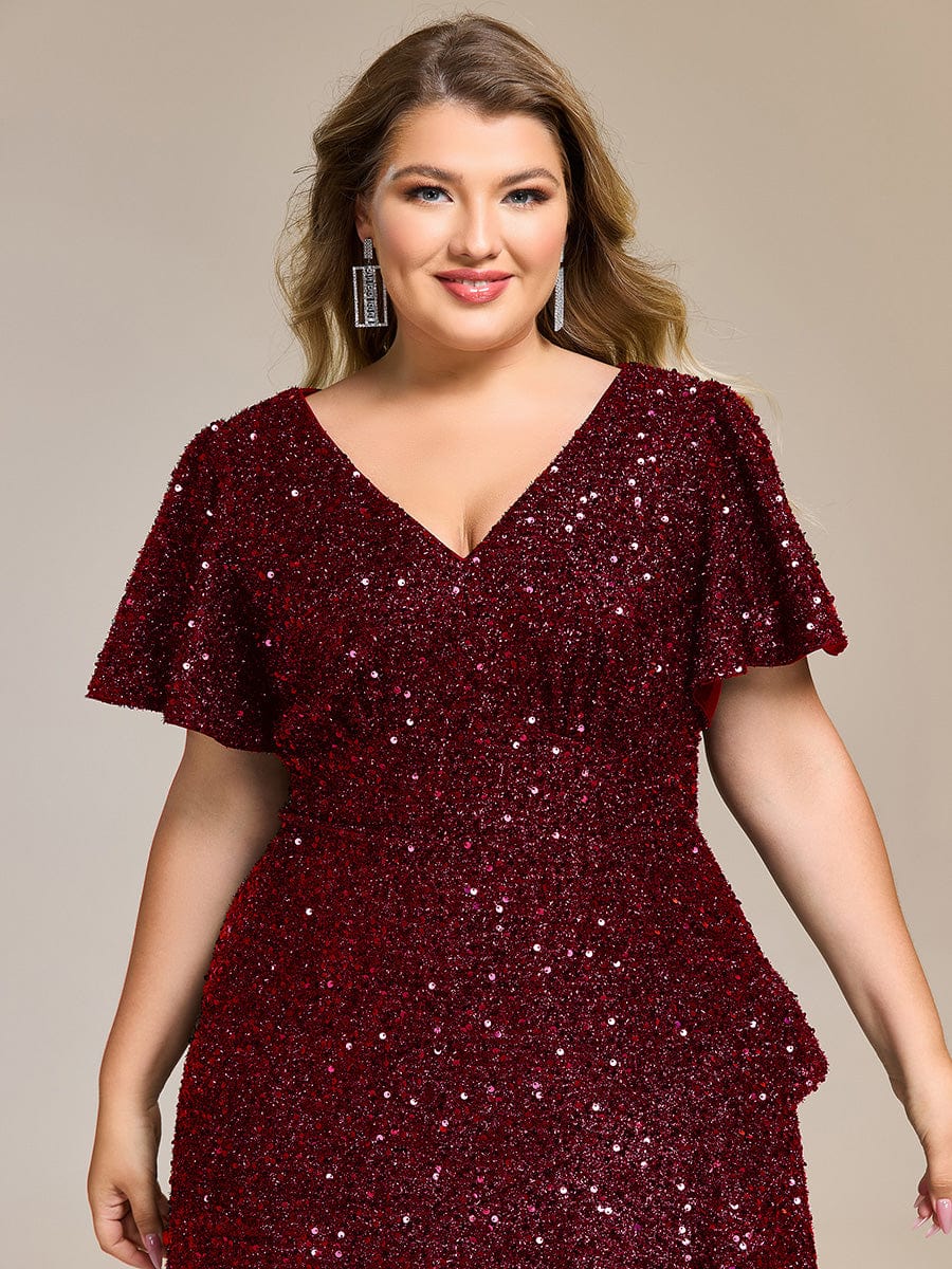 ever CALISTEA|Sequin Ruffles Sleeve Midi Evening Dress - Image 3