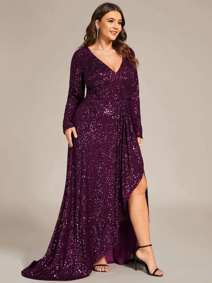 pretty SYREN|Plus Size Sequin V-neck Long Sleeve Evening Dress(Final Sale) - Image 19