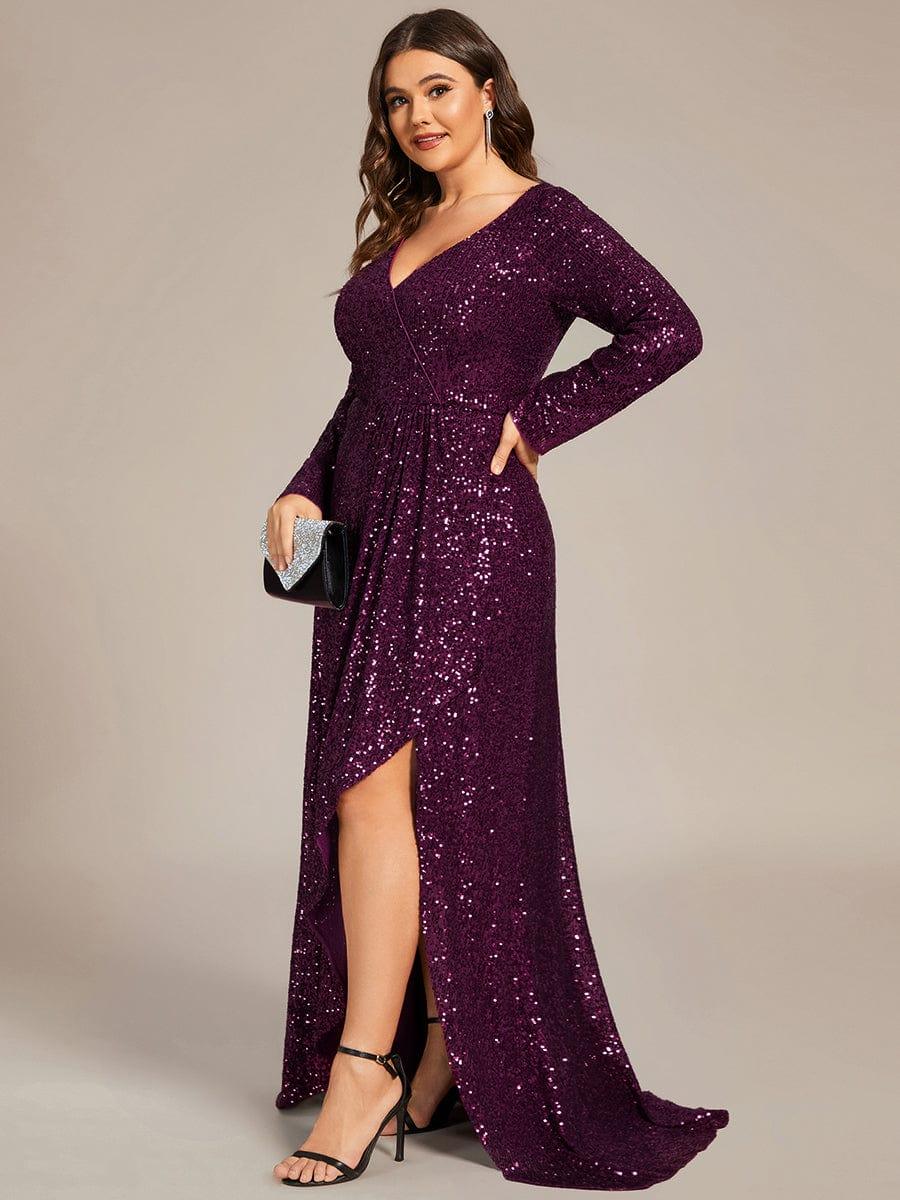 pretty SYREN|Plus Size Sequin V-neck Long Sleeve Evening Dress(Final Sale) - Image 20