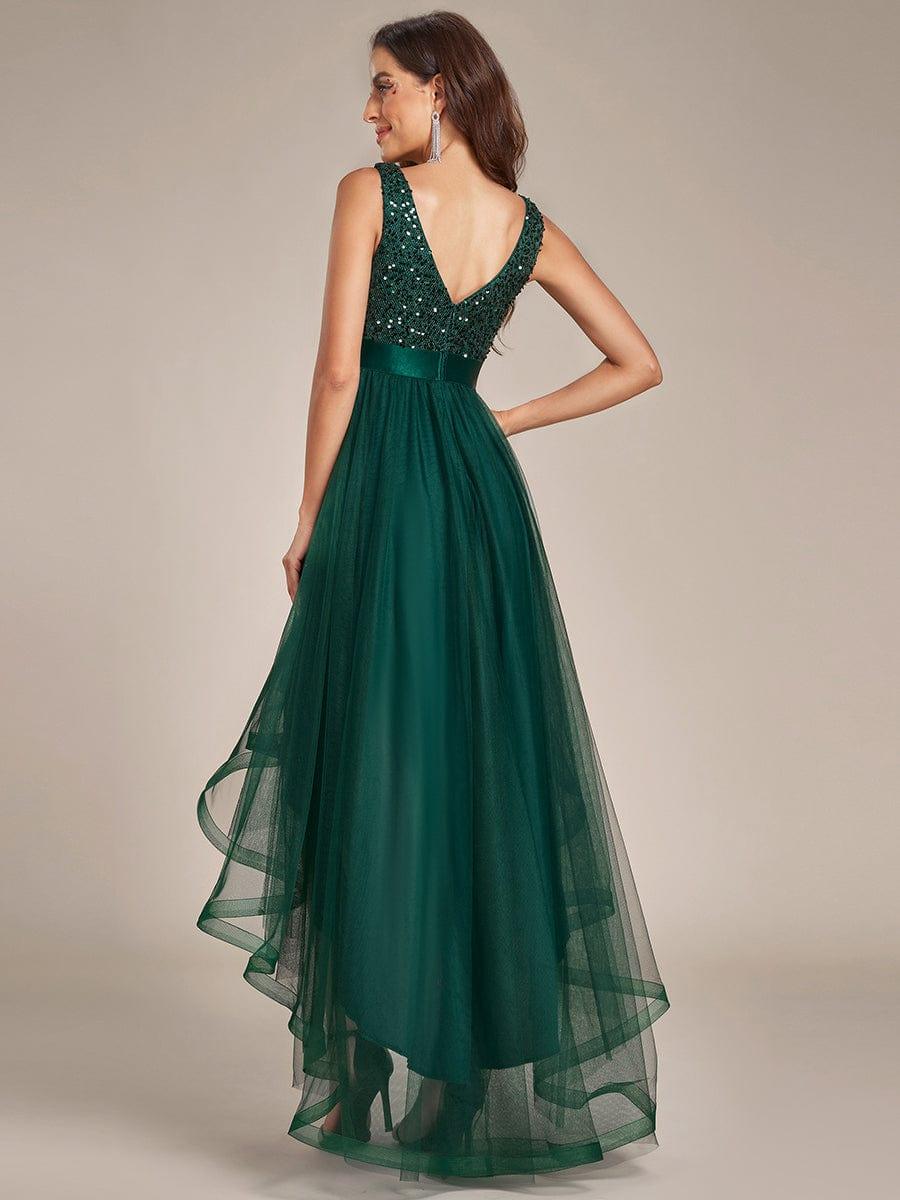 ever CALLIE|Sequin V-Neck Sleeveless High Low Evening Dress - Image 3